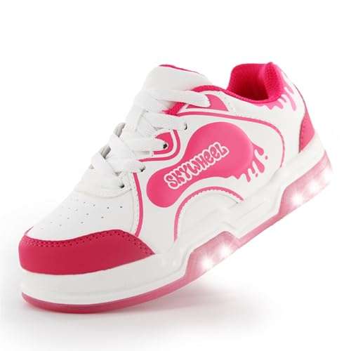SKYWHEEL Little/Big Kids Light Up Shoes Control with Button Lightweight Fashion Sneakers Size 11C-3C