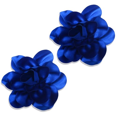 Image of 2Pack 6inch Extra Large Satin Brooches Lapel Pins Dainty Elegant Fabric Camellia Rose Flower Brooch Pin for Women Wedding Part Dance Clothes Accessories Jewelry