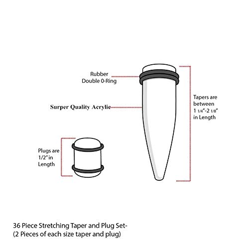 image for CABBE KALLO CABBE 50pcs Ear Stretching Kit Silicone Tunnels Acrylic Ta