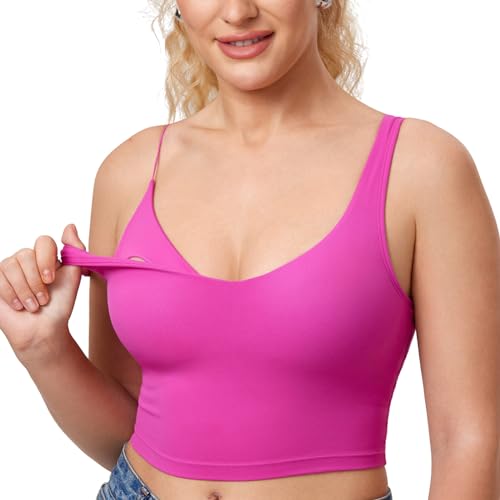 Image of MOMANDA Women's Nursing Bras Longline Sports Breastfeeding V Neck Sleeveless Crop Tank Top with Built in Bra