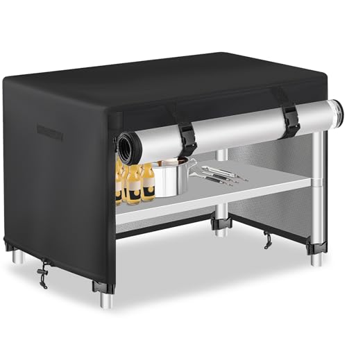 Outdoor Prep Table Cover with Split Zipper - Waterproof Stainless Steel Metal Table Cover - Outdoor Dining Table Cover - Grill Table Cover - Grill Cart Cover - 46L x 24W x 32H