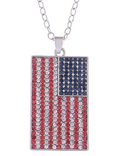 Alilang N1260 American Flag Jewelry Red Blue Crystal Rhinestones Necklace Pendant cover
