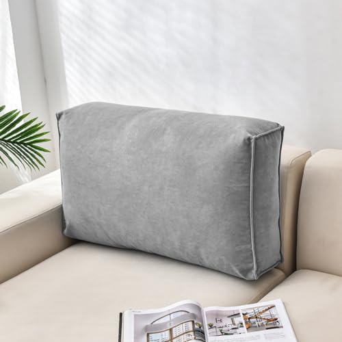 Almohadas de sofá, cojín grande para la espalda del sofá, almohada de lectura cómoda almohada de soporte lumbar, para sofá, mesita de noche, ventanal, gris oscuro, 24x18x5 pulgadas