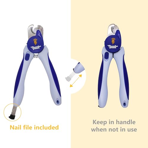 LED Dog Nail Clippers with Light, Trimmers with Protective Guard, Quick Sensor, Safety Lock and Nail File - Suitable for Large and Small Dogs & Cats (Blue, LED) - Image 4