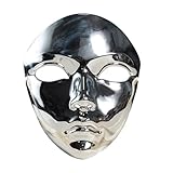 Lorilida Steampunk Full Face Mask Mechanical Metallic Shiny Lace-up Mask for Night Club Mardi Gras Silver One Size