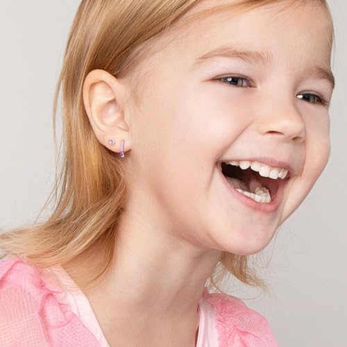 6 Pairs Huggie Hoop Earrings 925 Sterling Silver Stud Sets Cute Heart Hoops Tiny Cubic Zirconia Flower Stud Small Hypoallergenic Cartilage Sleeper Earrings2