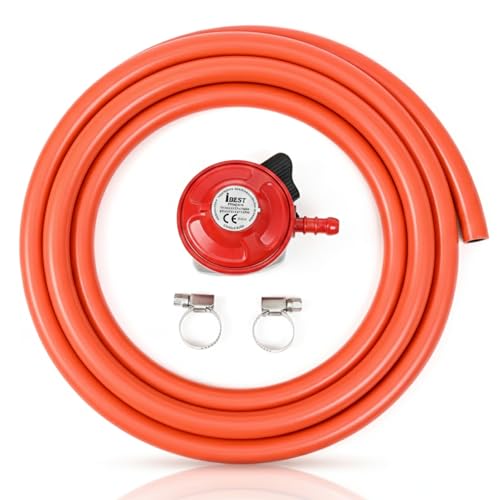 INTERNATIONAL BRANDS EXCESS STOCK TRADING U.K. I BEST U.K iBest UK 27mm Patio Gas Regulator 2M Hose Kit with 2 Clips (Clip on)