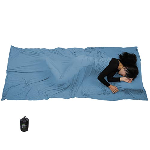 Browint Bamboo Travel Sheet, 87"X41" Stretchable Jersey Sleep Sack For Hotels, Sleeping Bag Liner For Travel And Camping, Adult, Rectangular With Pillow Pocket, Soft, Breathable, Moisture Wicking #TOP4