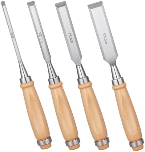 4 Piece Wood Chisel, Professional Wood Woodworking Tools Set, Bevel ...
