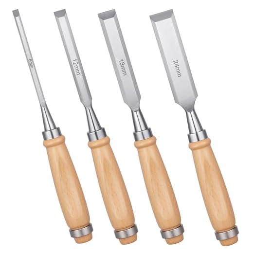 4 Piece Wood Chisel, Wood Woodworking Tools Set, Bevel Edge Chisels Sets