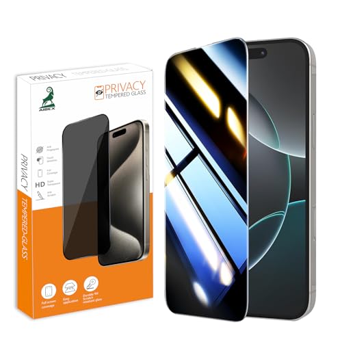 Image of AIBEX Privacy Tempered Glass for Apple iPhone 16 Pro Max | 9H Hardness | Anti-Spy Screen Guard | Anti-Fingerprint | Edge-to-Edge Privacy Protection|Bubble-Free Installation|Screen Visible Only to You