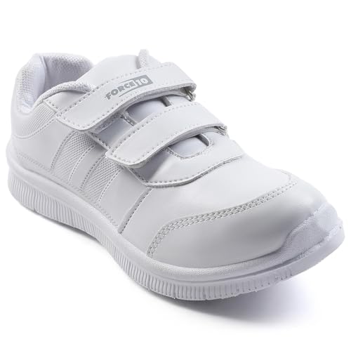 Liberty Force 10 Gola-SCHV School Shoes for Kids Boys & Girls - Black & White | Comfortable School Shoes | Lightweight & Durable | Easy Slip-On & Velcro Closure | All Day Comfort, Anti-Slip Grip