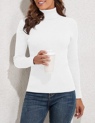 Image of PrettyGuide Women's Ribbed Turtleneck Long Sleeve Sweater Tops