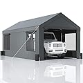 VEVOR Carport 10x20ft, Car Canopy Portable Garage, Heavy Duty Car Port with Roll-up Ventilated Windows & Removable Sidewalls, UV Resistant Waterproof All-Season Tarp for SUV, F150, Car, Truck, Boat