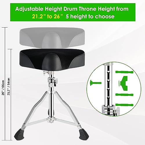 EASTROCK Drum Throne Drum Seat Height Adjustable,Padded Drum Stools Motorcycle Style Drum Chair with Anti-Slip Feet for Drummers,Adult by EASTROCK - Image 4