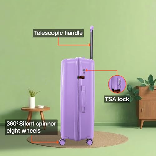 Image of Nasher Miles The Line Hard-Sided Polypropylene Check-in Luggage 28 inch | 75cm | 8 Wheels Large Trolley Bag for Travel | Suitcase (Purple)
