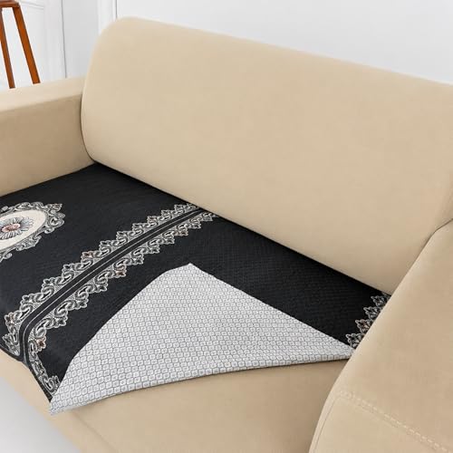 Image of Homerz Premium 'Maharaja Paradise Series' Sofa Cover | Net Fabric Sofa Cover | Washable, Anti-Dust Backed & Wrinkle Resistant Cover (Regal Flower, 2 Seater, Only Seat Cover)