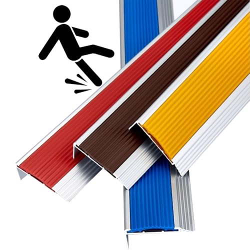 BGBZHMMEE Protecteur De Bord D'escalier Antidérapant, Profilé D'escalier en Aluminium, Nez De Marche, Résistant À l'usure, Imperméable, Facile À Installer(Yellow,L50cm/20in)