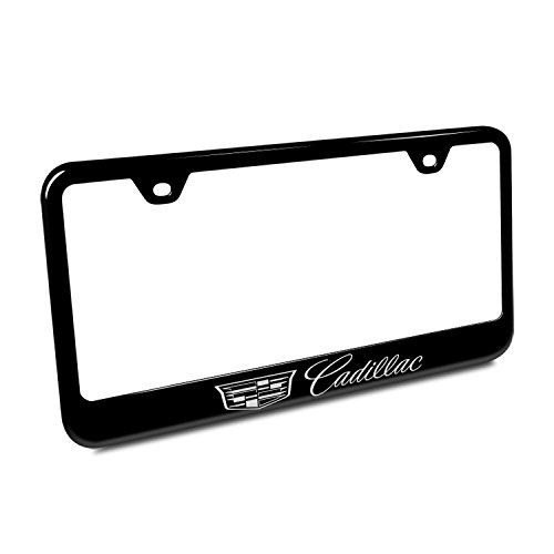 Au-tomotive Gold Cadillac Black Stainless Steel License Plate Frame