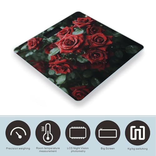 Báscula Digital de Baño Rosa Rojo y Negro 26x26 cm miniatura 3