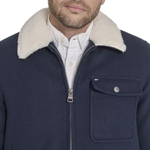 Tommy Hilfiger Men's Wool Blend Jacket With Sherpa Collar, Navy, XX-Large - image 2