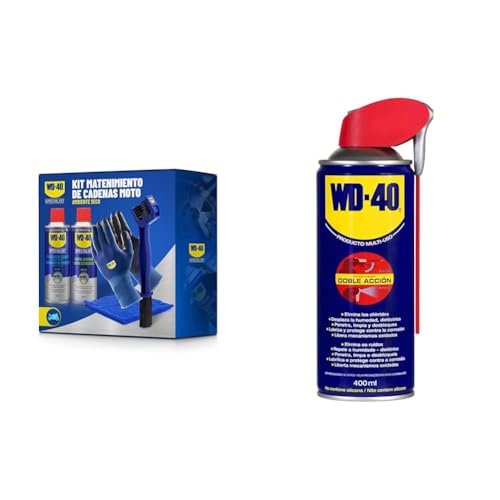 WD-40 Specialist Motorbike Kit Mantenimiento Cadena Moto Ambiente Seco & Producto Multi-Uso- Spray 400ml-Lubrica, Afloja, Protege del óxido, Dieléctrico