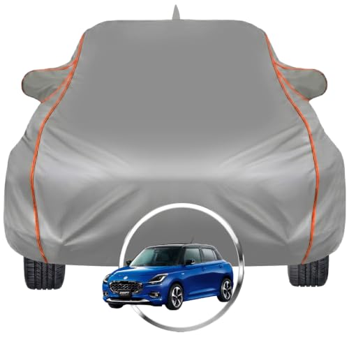Image of Pivalo Car Cover for Maruti Suzuki Swift - Fits All Model & Year | 100% Waterproof All-Weather UV & Paint Protection | Premium 3-Layer Fabric | Triple Stitched with Reflective Piping (Grey)