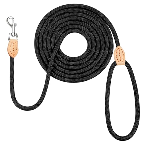 OSDUE Guinzaglio per Cani, Guinzaglio regolabile in nylon da 3 m con moschettoni, guinzaglios da addestramento per Cani, Comoda Impugnatura, Resistente Leggero, per Piccoli, Medi(Nero)