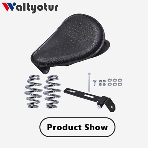 image for waltyotur Motorcycle PU leather Solo Seat w/Seat Base Black Replacemen