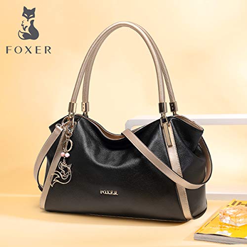 FOXER-Women-Handbag-Leather-Tote-Purse-Shoulder-Bag-Top-Handle-Handbags-Black2