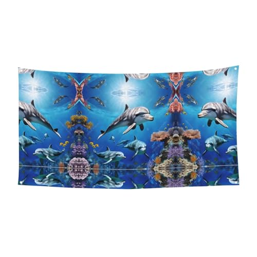 MINDBBDFJ Killer Whale Print Print Banners And Signs For Outdoor/Indoor,Personalized Banner Customizable Parties Halloween Banner (180x90cm)