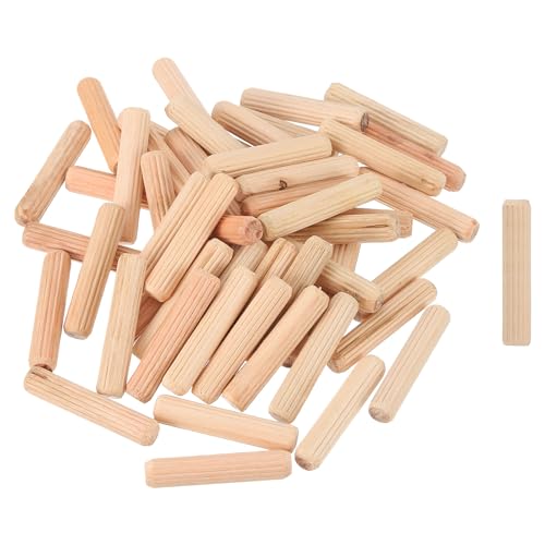 uxcell 200Pcs 1/3" x 1-4/7" Wooden Dowel Pins, Wood Dowels Rods, Furniture Woodworking Grooved Fluted Pin, Wooden Dowels Fluted for Craft, DIY Projects