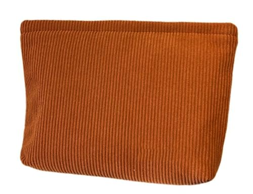 SxoSyo Corduroy Makeup Bags for Women, Cosmetic Pouch Large Purse, Brown