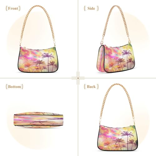 Shoulder Bags for Women Palm Tree Hobo Tote Handbag Small Clutch Purse with Zipper Closure2