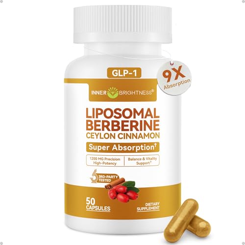 Image of Liposomal Berberine with Ceylon Cinnamon - High-Absorption Berberine Supplement, GLP-1 Friendly, Natural Body Balance Support - Made in USA, Lab Tested, Non-GMO, 50 Veg Capsules