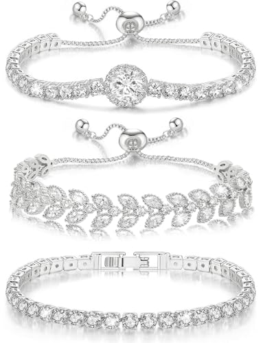 Suyi Tennis Bracelet Cubic Zirconia Bracelet Gold/Silver Plated Bracelets for Women