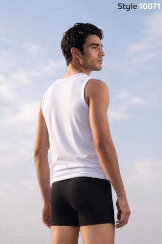Image of Van Heusen Men's White Cotton Vest - Pack of 1 |Antibacterial 100% Combed Cotton | Moisture‑Wicking, Stay‑Fresh Technology, Soft Handfeel | Extended Length |Doesn't lose shape | Regular Fit Sleeveless Innerwear | Style 10071