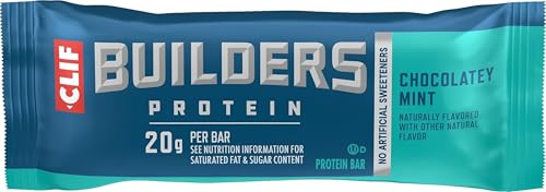 Image of CLIF BUILDERS Protein Bar- Chocolate Mint Flavor - 20g Plant Based Protein - Gluten Free - Non-GMO - Low Glycemic - No Artificial Sweeteners - 2.4 oz.