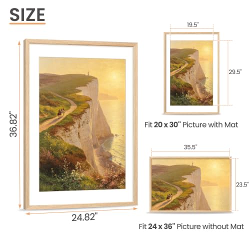 Image of upsimples 24x36 Picture Frame Solid Wooden, Nursery Wall Frames Set of 3