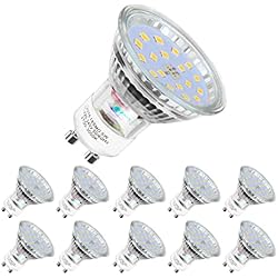 Bombillas Led Leroy Merlin Gu10 Yiahin Bombilla LED GU10, 5 W equivalente a 60 W Halógena, blanco cálido 2700K 600LM, 120 ° ángulo de haz, Ultra Brillante LED Bombillas, paquete de 10