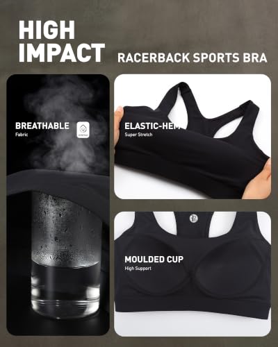 Image of RUNNING GIRL High Impact Sports Bra,Racerback Sports Bras for Women High Support Molded Cup Workout Bra with Sewn in Pads