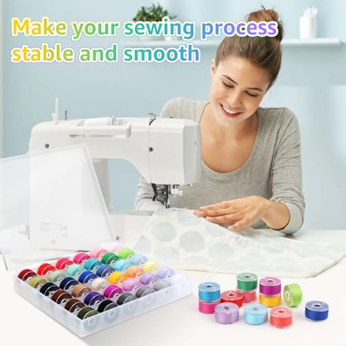 image for Babelshar 36Pcs Bobbins and Sewing Threads Prewound Bobbins with Case,