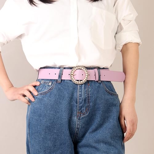 eYLun Womens Leather Belt Round Buckle Ladies Belt Grommet Leather Waist Belts for Dress Jeans Pants3