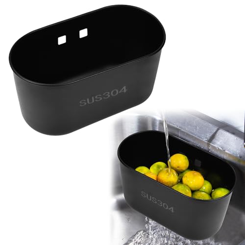 ADERTOS Cestas de Drenaje de Cocina, Rejilla de Drenaje para Esponja, Colador de Fregadero Multifunción, Colador de Cocina de Acero Inoxidable, Cesta de Drenaje para Verduras Frutas (18 * 10 * 9cm)
