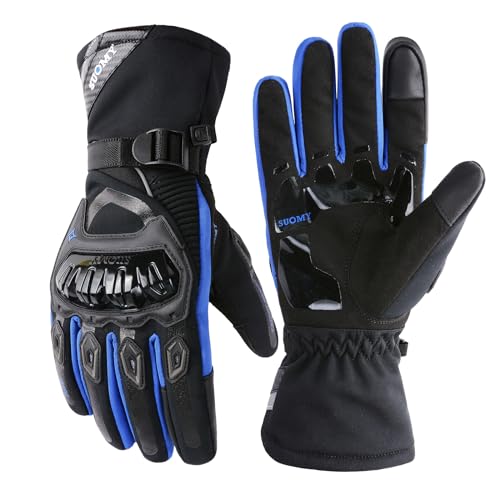 TAGVO Guantes de Motocicleta de Invierno, Cálido a Prueba de Viento Impermeable, Protección Completa de los Dedos, Pantalla Táctil Guantes de Moto, Guantes de Montar para Hombres Mujeres