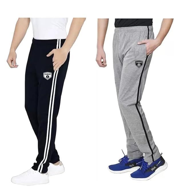 Latest Men Cotton Trackpants for Running, Jogging (Black & Grey) - Pack of 2-picture-28