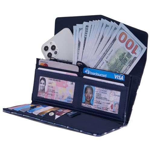 Image of Nautica Money Manager RFID Women's Wallet Clutch Organizer, Navy Blue