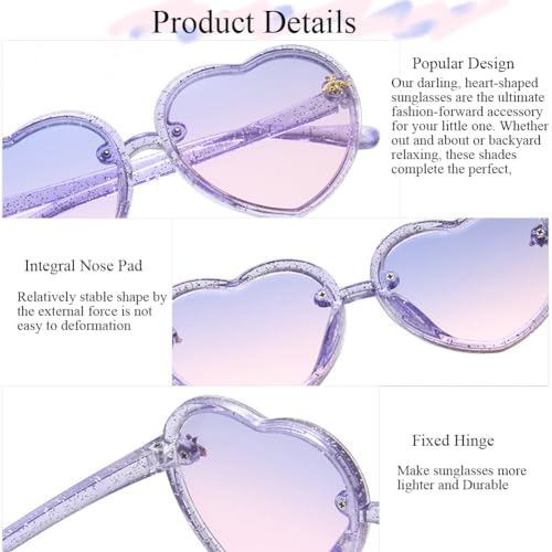 FBHLZ 3 Pack Girls heart Shaped Sunglasses UV 400 Protection Kids Love Heart Sunglasses Outdoor Beach Holiday Age 3-10 Years2