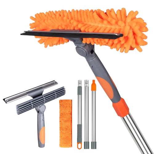 Image of BITOPE 2 in 1 Squeegee for Window Cleaning Tool,Long Handle Window Cleaner Tool with Stainless Steel Extension Pole for Car,Shower, Glass Doors, Outdoor High Window