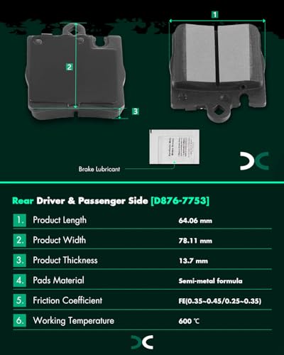Image of SCITOO D876 D872 Front Rear Semi-Metallic Brake Pads Sets Fit For Mercedes-Benz C230 / C280 / C320 / C350 / CLK320 / CLK350